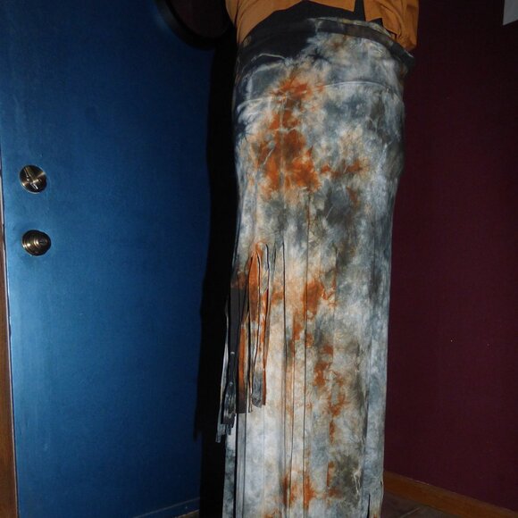 QUIRKY GOTH BOHO HIPPY TIE DYE MULTI COLOR FRINGE MAXI SKIRT XL - Picture 3 of 8